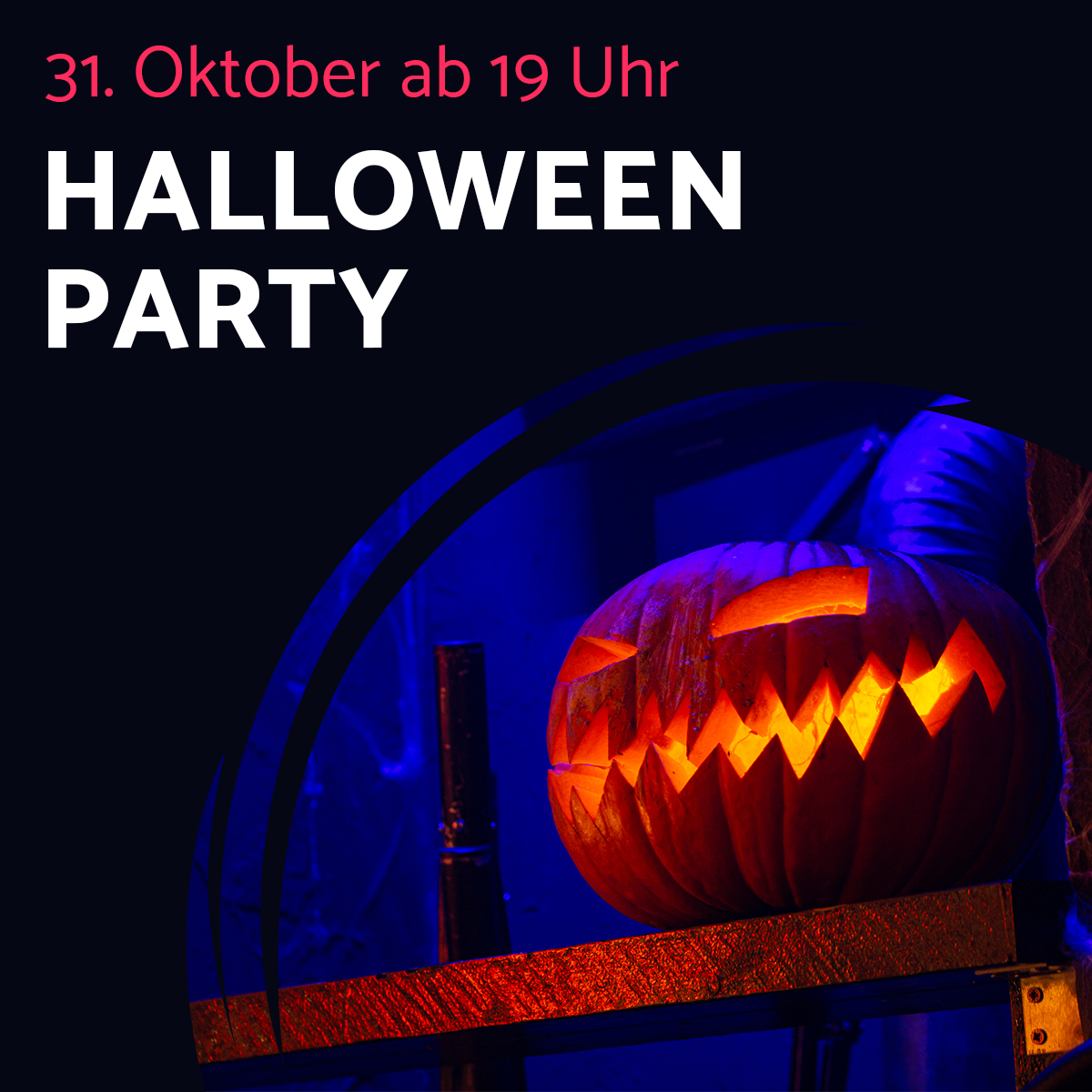 Ein Kürbis und die Infos für die Halloween Party im Lost Level am 31.10.2022 ab 19 Uhr