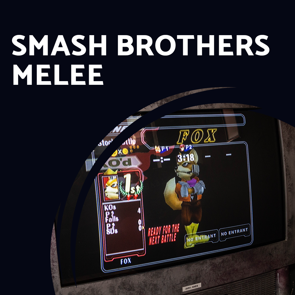 Smash Brothers Melee mit Fox auf dem Bildschirm