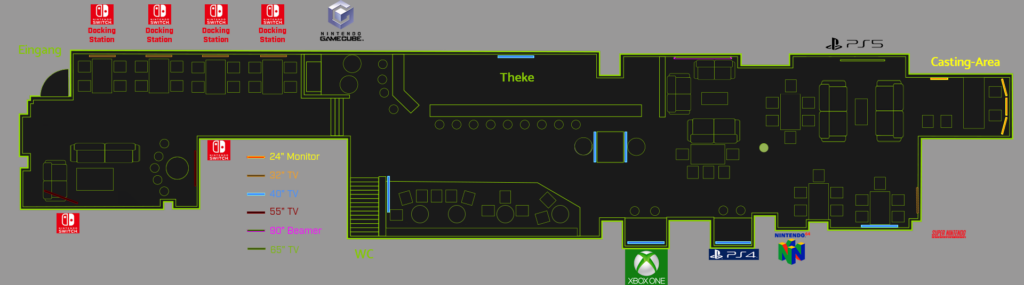 Lost Level Grundriss mit Spielstationen